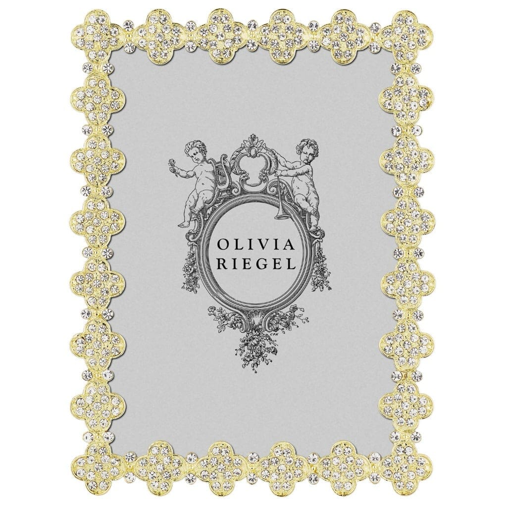 Exquisite Olivia Riegel Gold Pave Clover Frame for 5 x 7 Photos