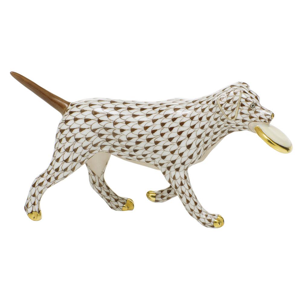 Exquisite Hand - painted Herend Porcelain Frisbee Dog Figurine for Collectors