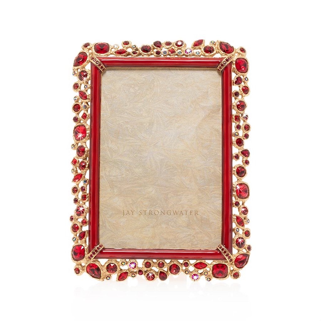 Jay Strongwater Ruby Red Emery Bejeweled 4 x 6 Picture Frame