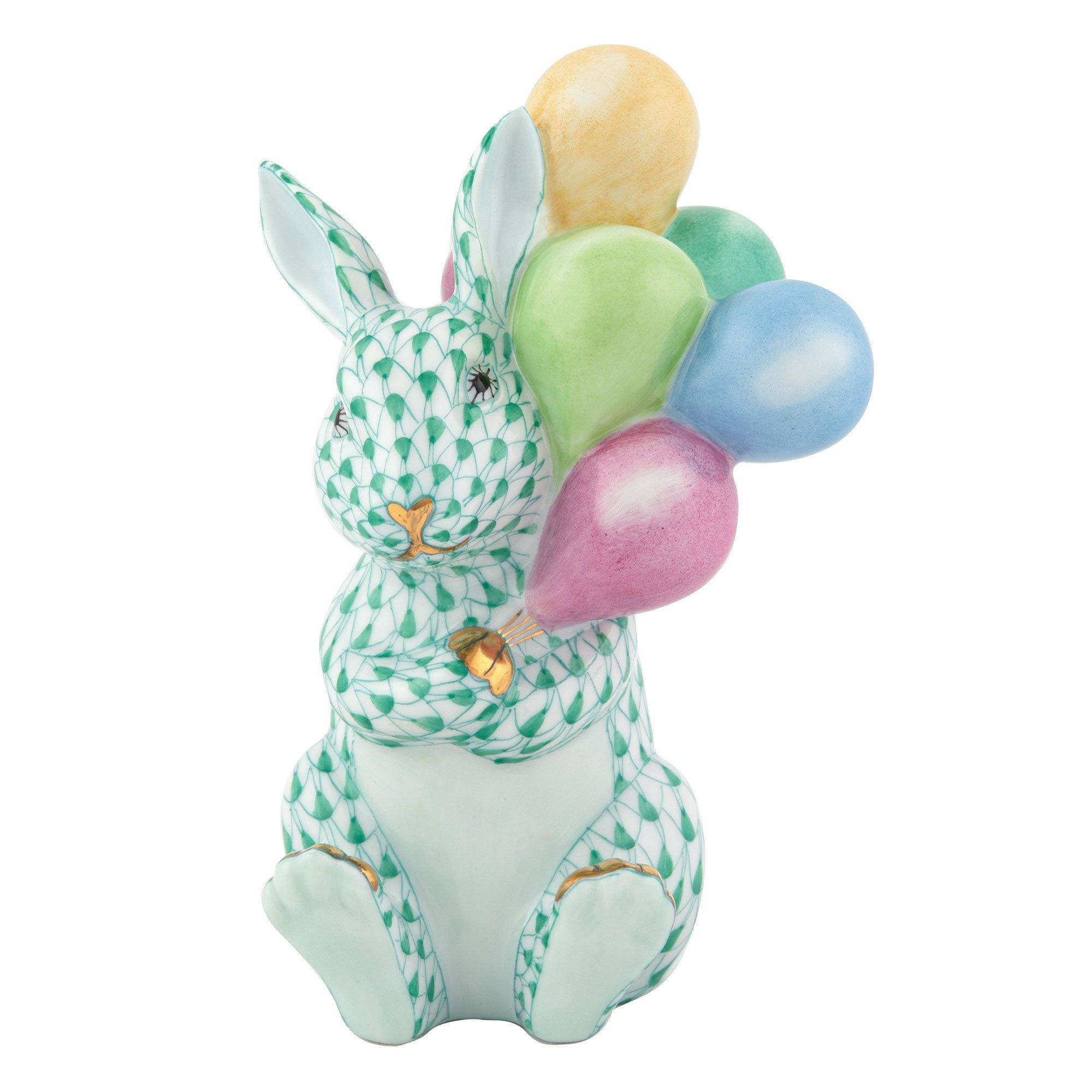 Exquisite Handmade Herend Balloon Bunny Porcelain Figurine for Collectors