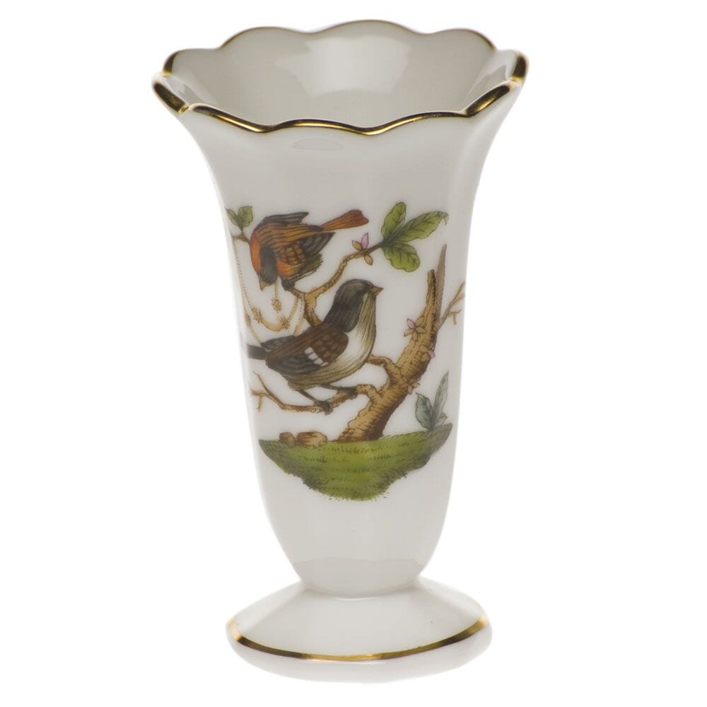 Exquisite Herend Rothschild Bird Decorative Scalloped Bud Vase for Dining Settings
