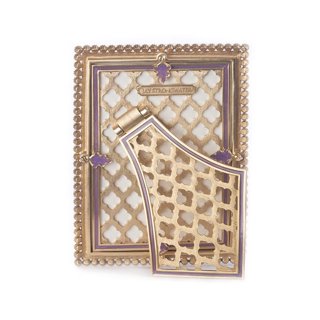 Jay Strongwater Lavender 4 x 6 Lorraine Frame with 18K Gold Finish