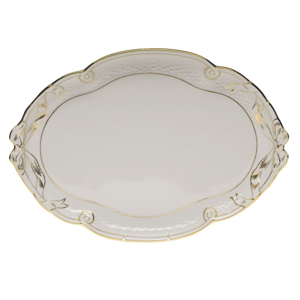 Exquisite Herend Tray with 24K Gold Edge Ribbon Design