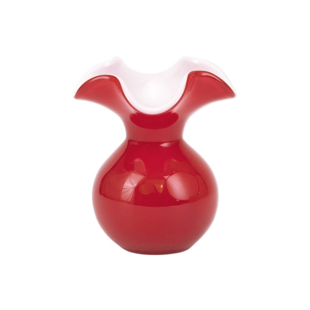 Vietri Exquisite Red Hibiscus-Inspired Mouth-Blown Glass Bud Vase for Decor