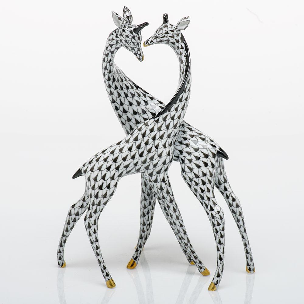 Herend Handmade Pair of Giraffe Porcelain Figurines