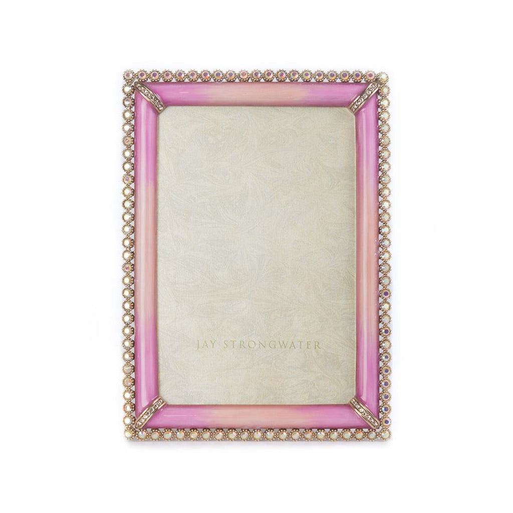 Jay Strongwater Lorraine Decorative 4 x 6 Picture Frame in Rose Shade with Stone Edge
