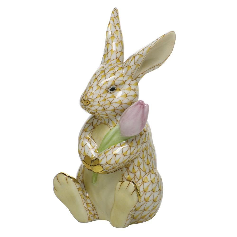 Exquisite Hand - painted Herend Blossom Bunny Porcelain Figurine