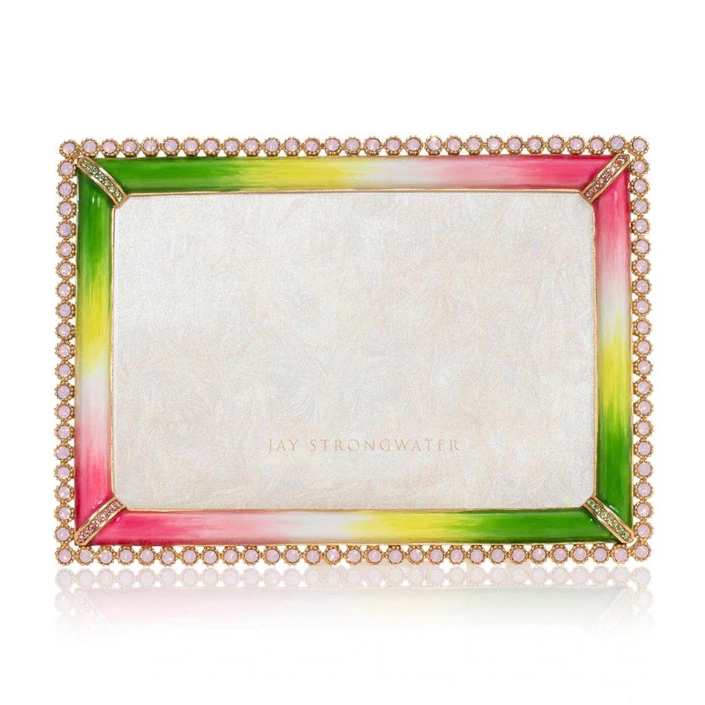Jay Strongwater Lorraine Floral Decorative 4 - Inch by 6 - Inch Picture Frame with Stone Edge