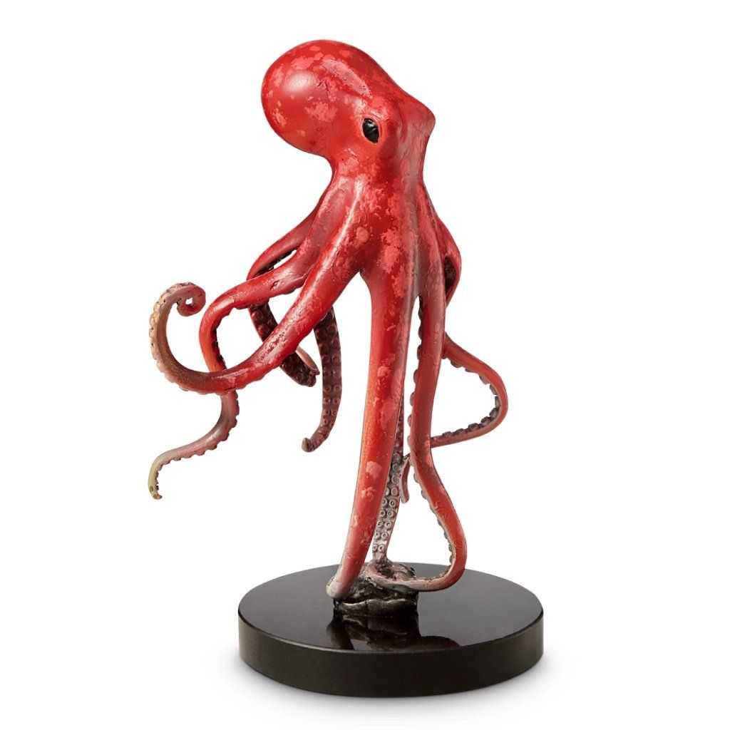 Stunning SPI Gallery Surfacing Red Brass Octopus Sculpture for Home or Boat Decor
