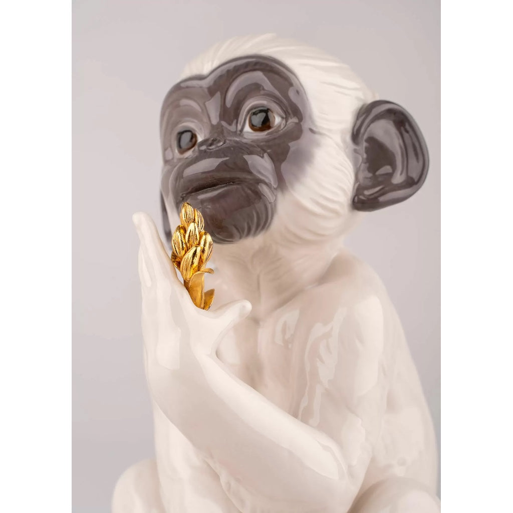 Exquisite Handmade Lladro Porcelain Little Monkey Figurine from Spain