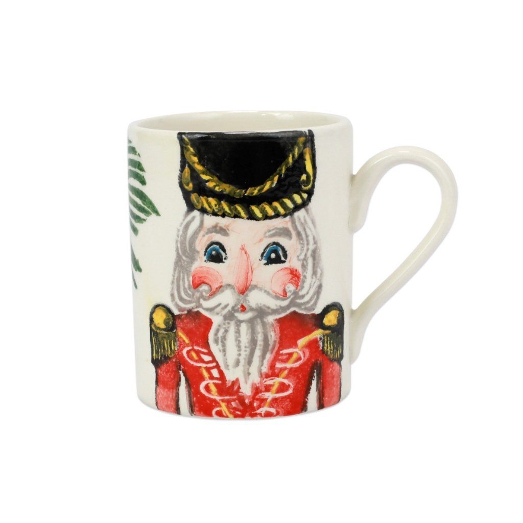 Vietri Hand - painted Red Christmas Nutcracker Mug, a Festive Ceramic Drinkware
