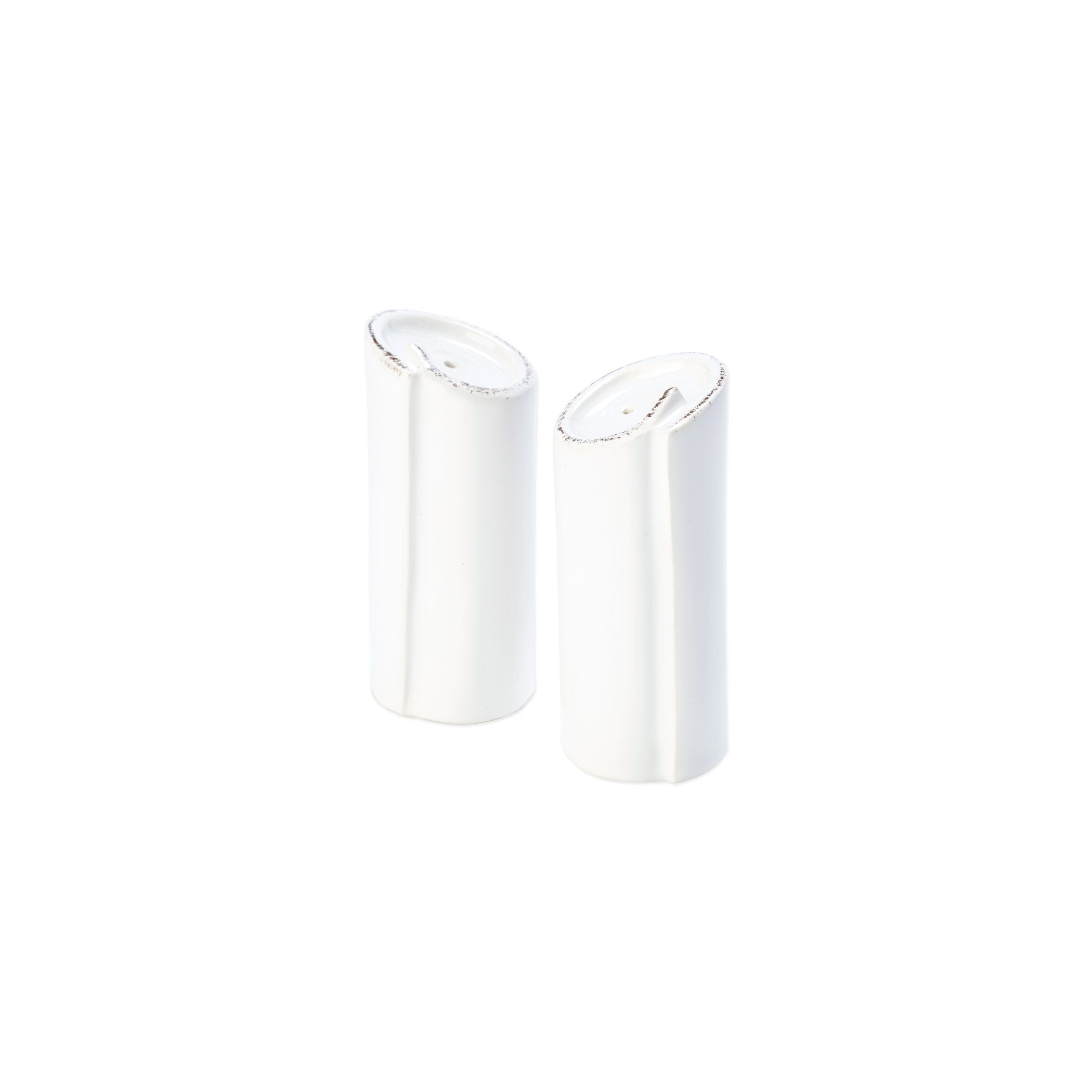 Exquisite Handmade White Vietri Lastra Salt and Pepper Shakers