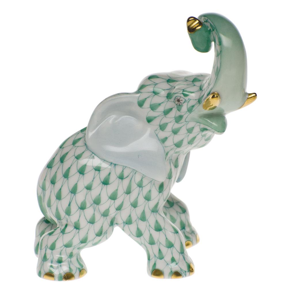 Exquisite Handmade Herend Joyful Elephant Porcelain Figurine