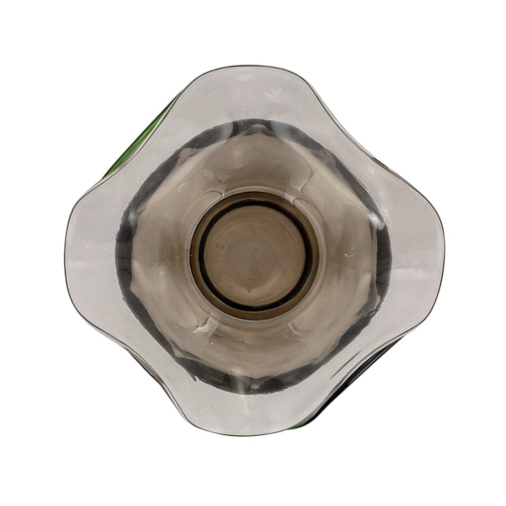 Medium-Sized Fluted Smoky Gray Glass Vase Inspired by Hibiscus from Vietri