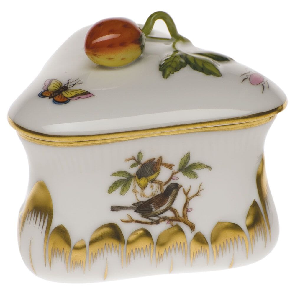 Exquisite Herend Rothschild Bird Strawberry Bonbon Decorative Porcelain Piece