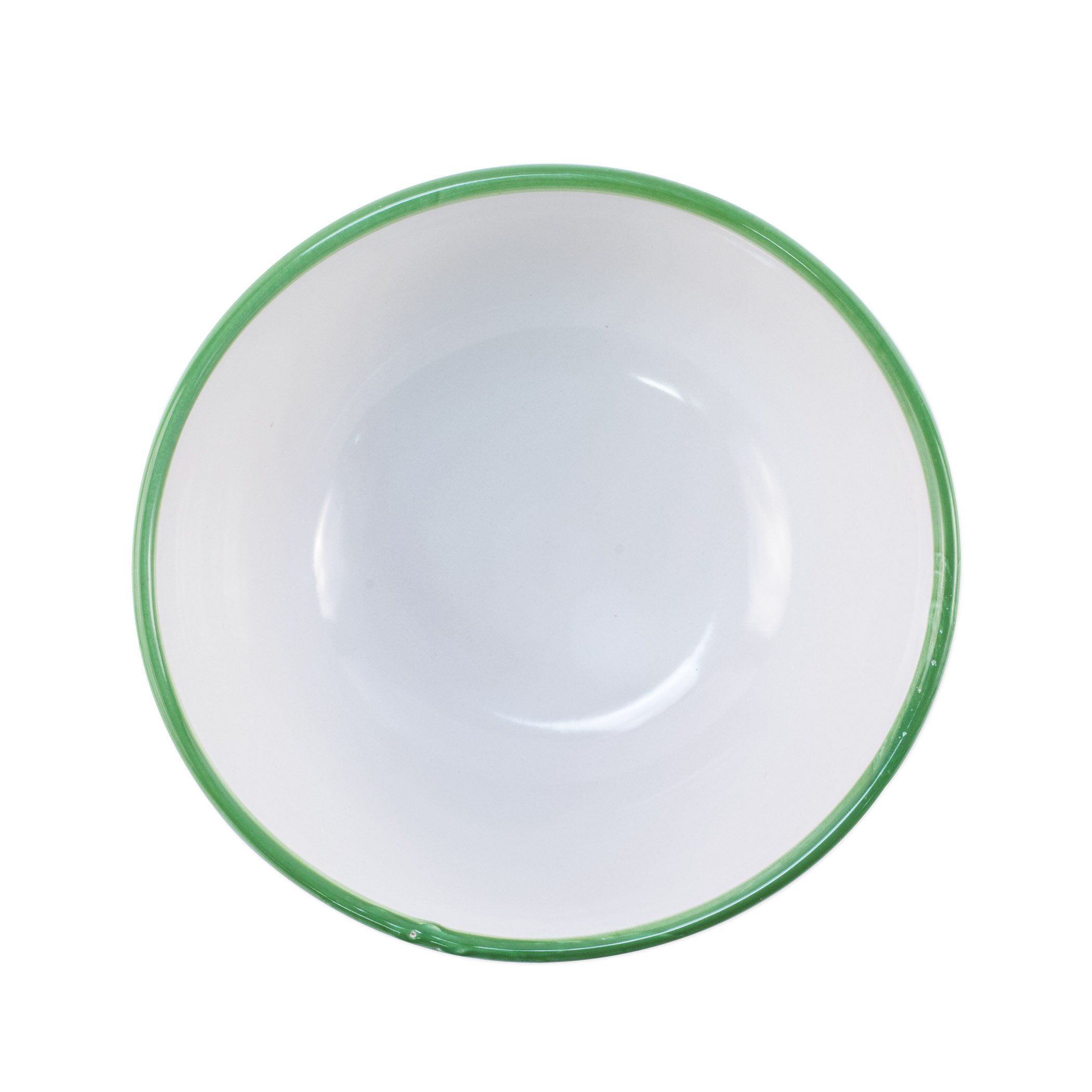 Vietri Hand - painted Campagna Gallina Deep Serving Bowl in Green with Orange Accents