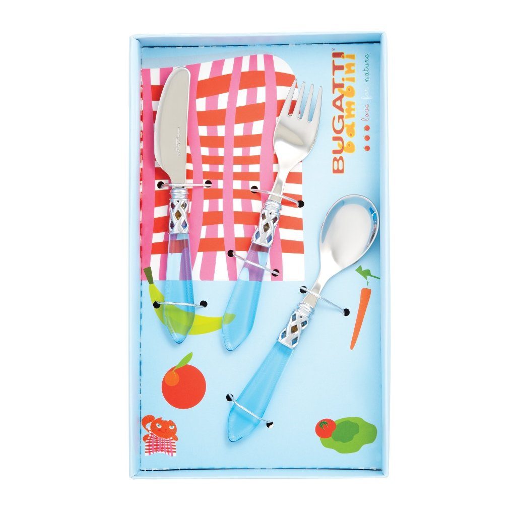 Vietri Aladdin Brilliant Stainless Steel Three-Piece Set for Children