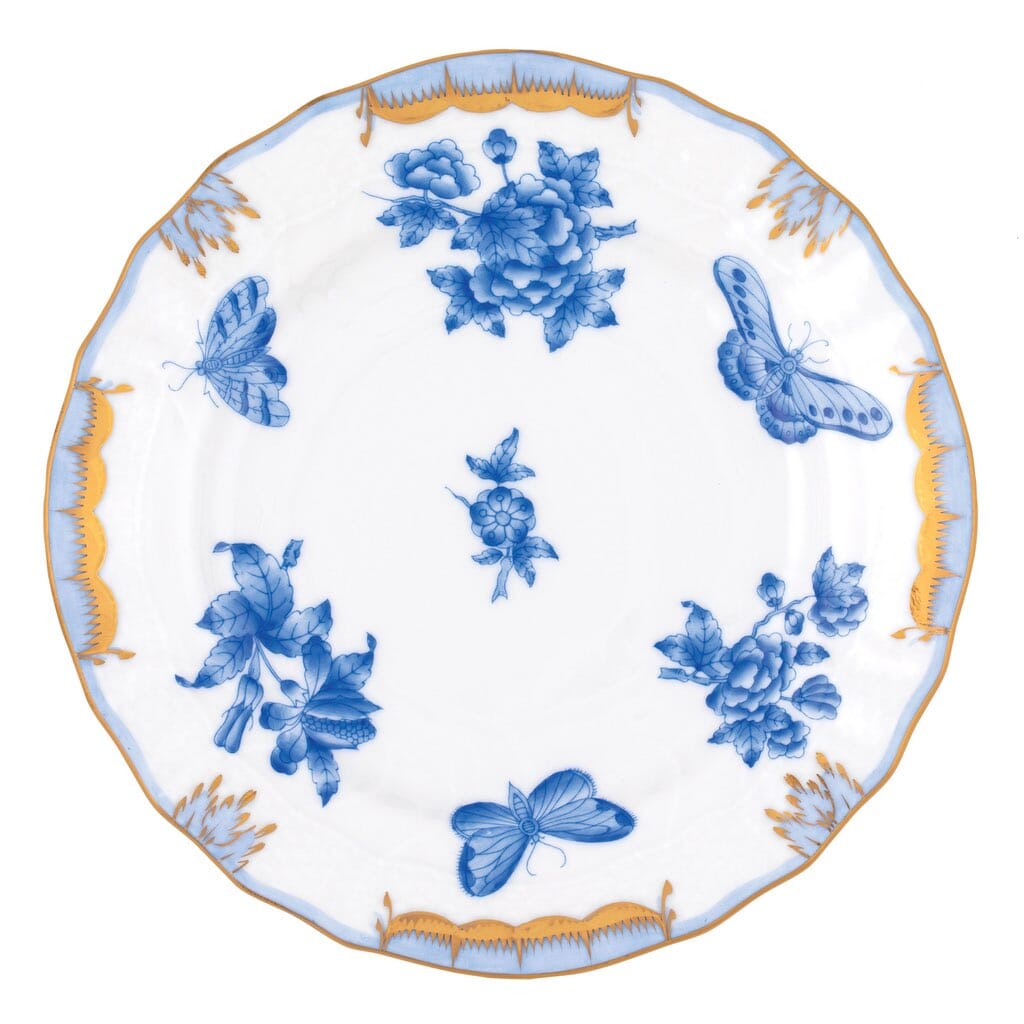 Herend Fortuna Blue or Rust Hand - Painted 6' Bread And Butter Plate with 24K Gold Accents