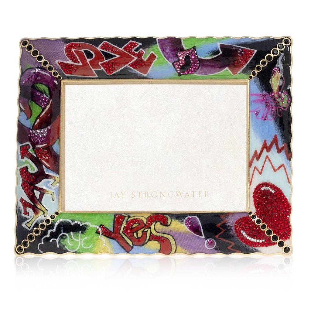 Jay Strongwater Clifton 5 x 7 Graffiti Frame with Ruffle Edge and Enamel & Crystals