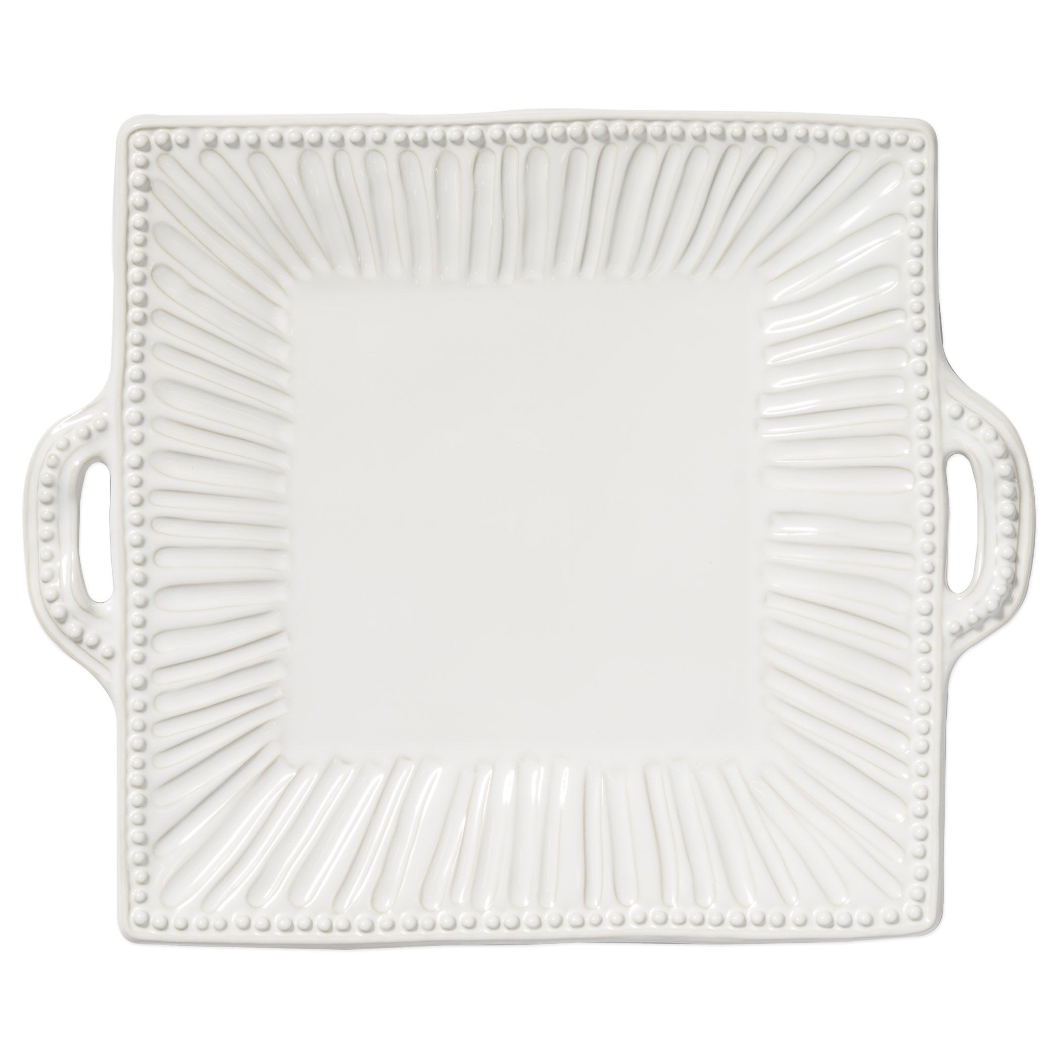 Vietri Hand - crafted Stoneware Square Platter with Incanto Stone Stripe Design