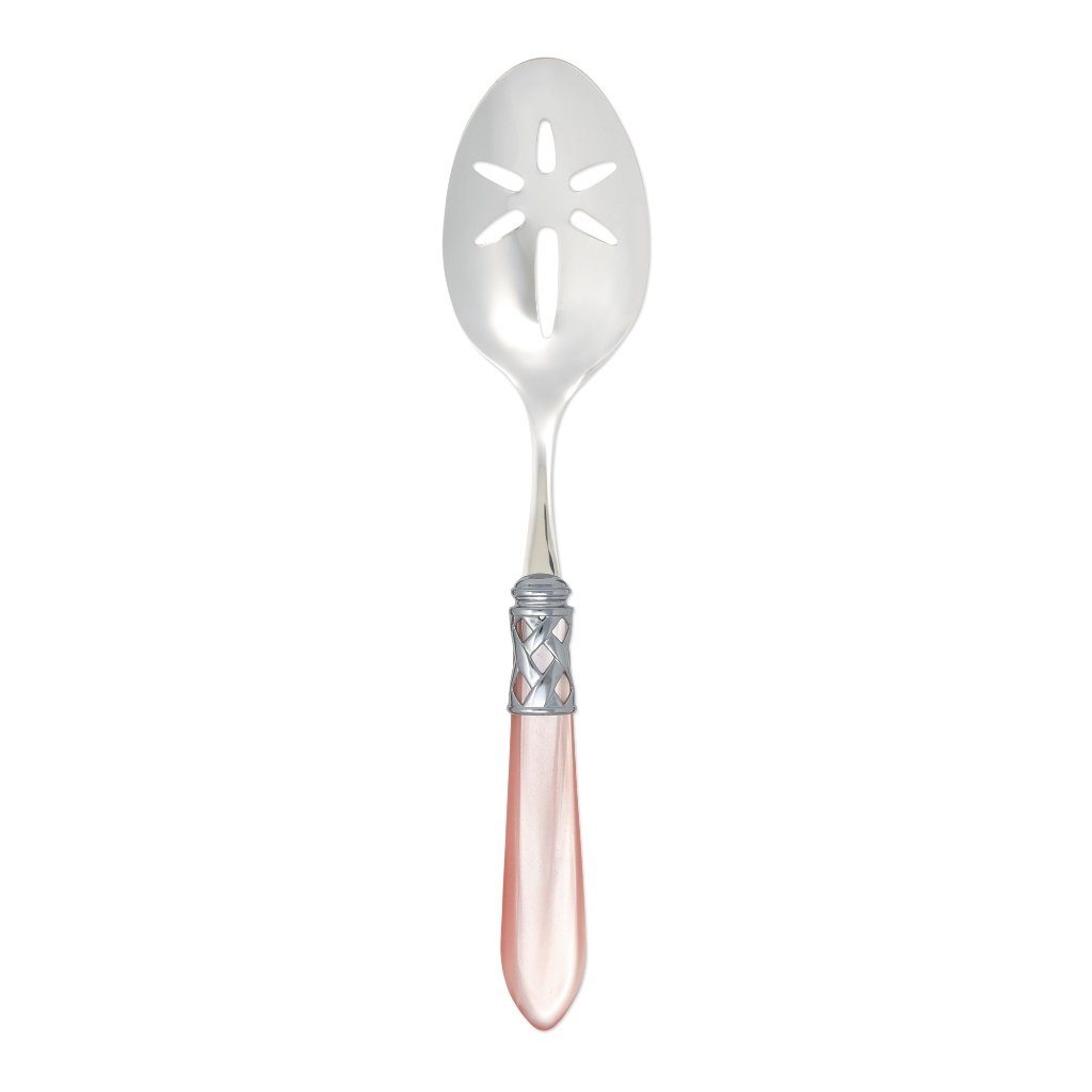 Vietri Aladdin Shiny Chrome 18/10 Stainless Steel Slotted Serving Spoon