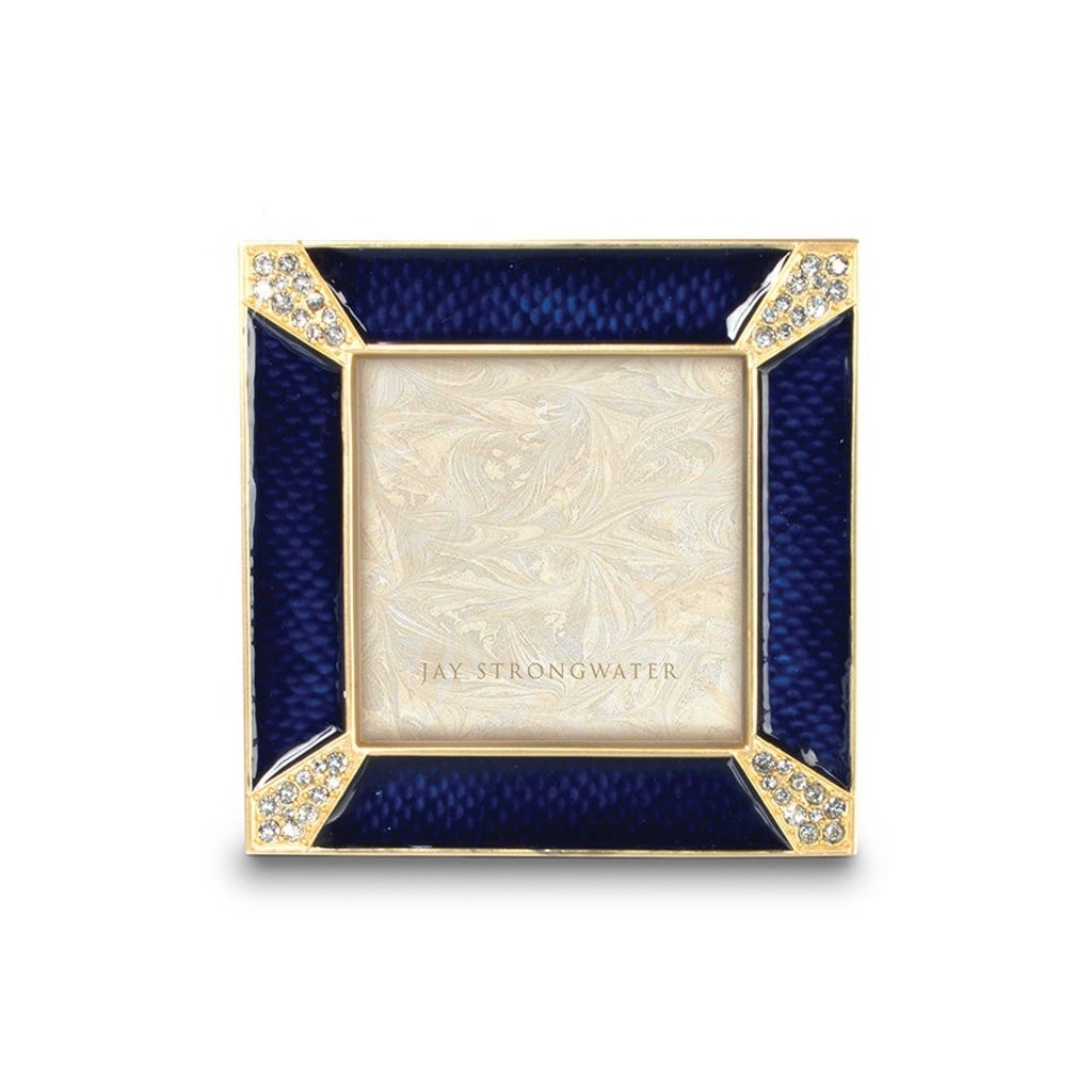 Jay Strongwater Delft Garden Style Leland Pave Corner 2 Square Picture Frame