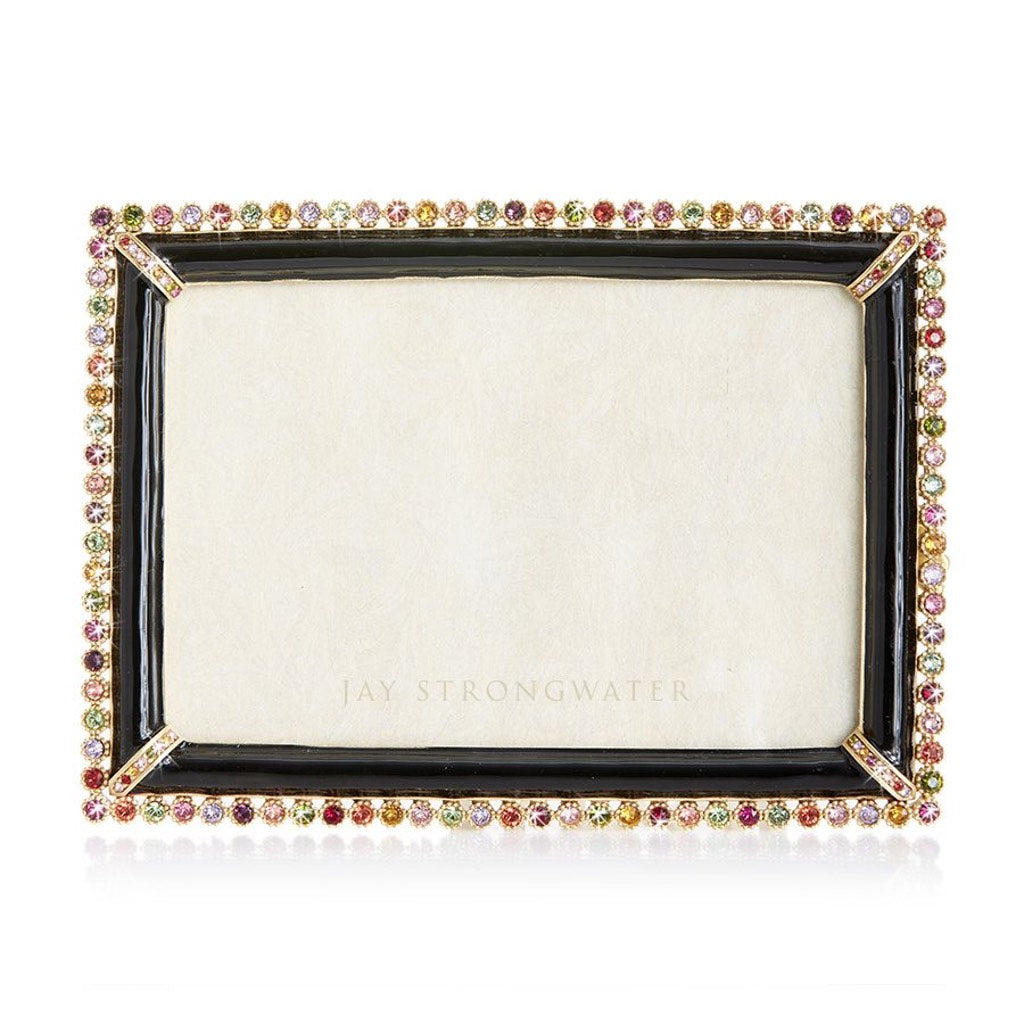 Jay Strongwater Lorraine Decorative Picture Frame - 4 x 6 Inch Jewel - 14K Gold - Swarovski Crystal