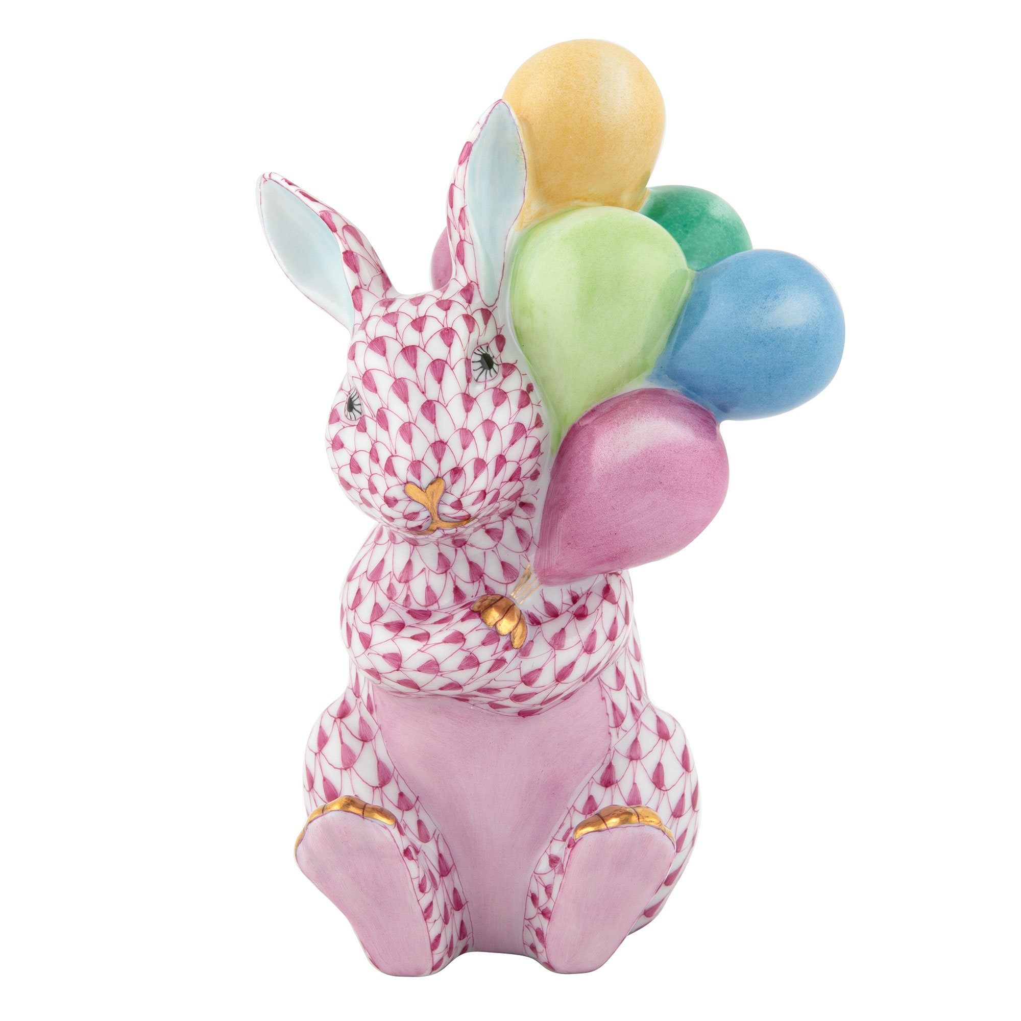Exquisite Handmade Herend Balloon Bunny Porcelain Figurine for Collectors