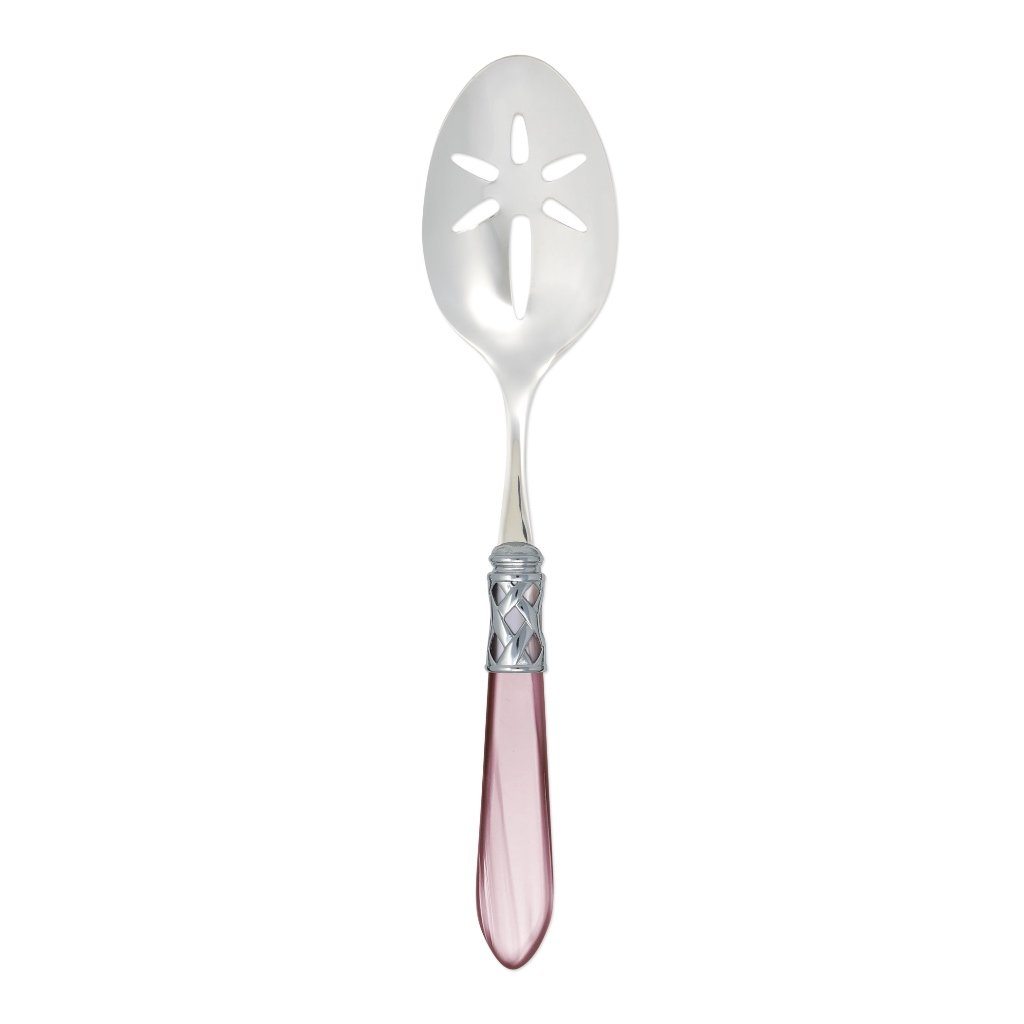 Vietri Aladdin Shiny Chrome 18/10 Stainless Steel Slotted Serving Spoon