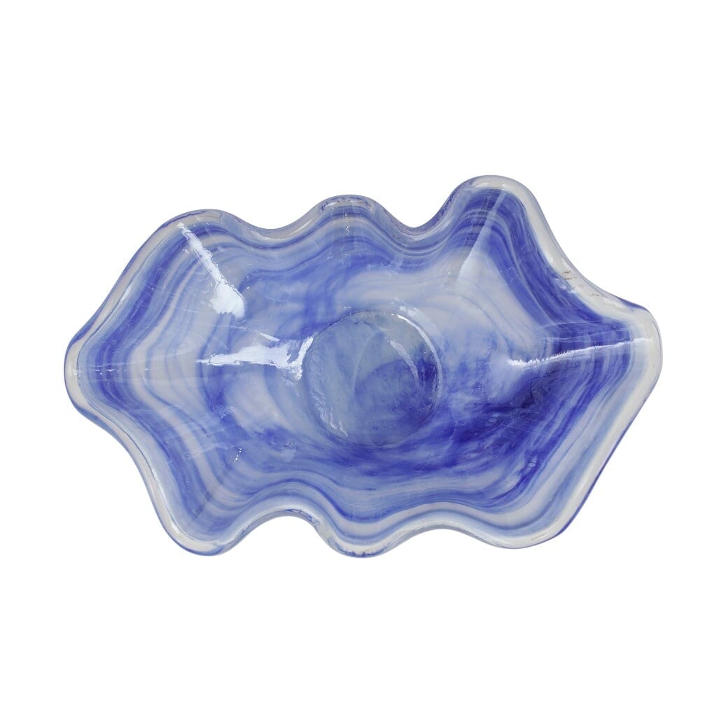 Large Cobalt Blue Mouth - Blown Italian Vietri Onda Glass Bowl