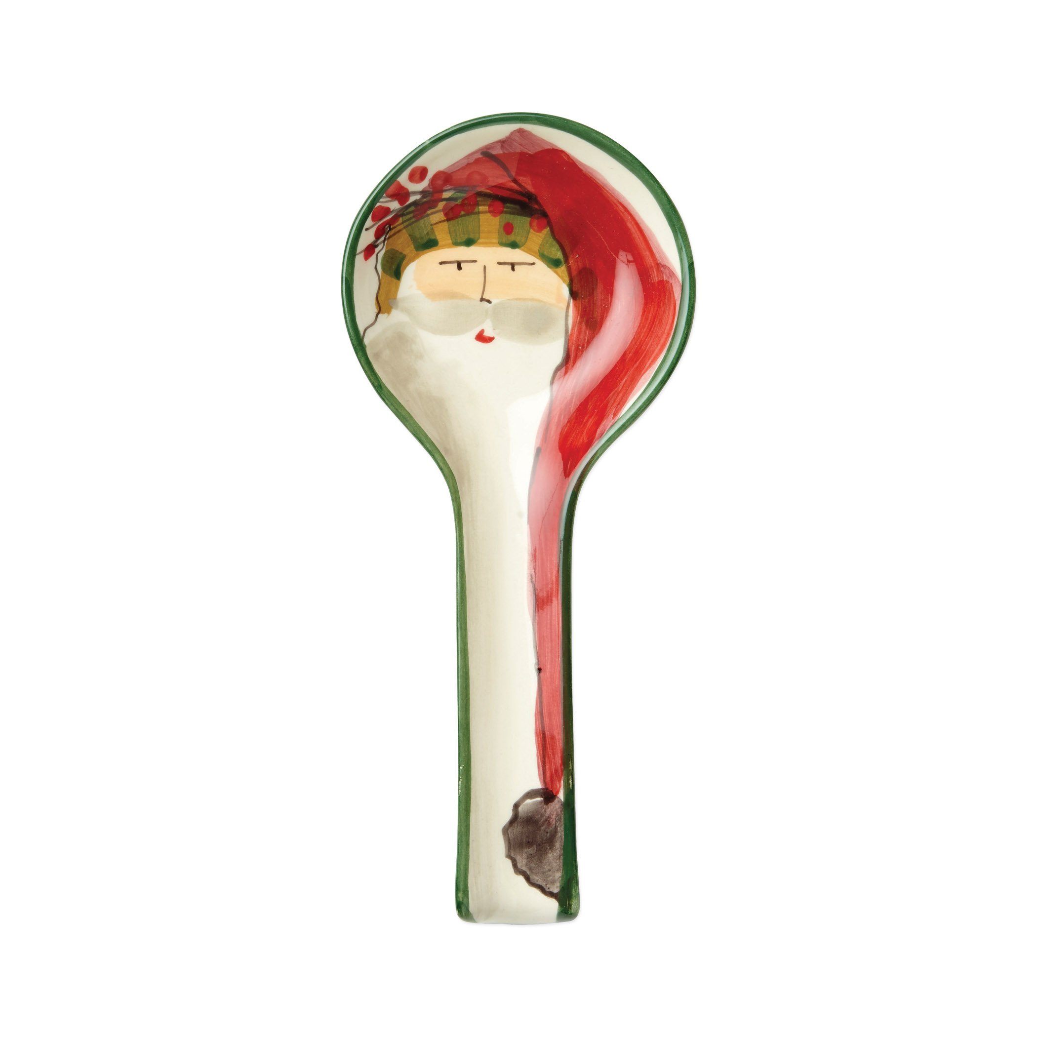 Vietri Hand - crafted Old St. Nick - themed Ceramic Spoon Rest for Holiday Decor