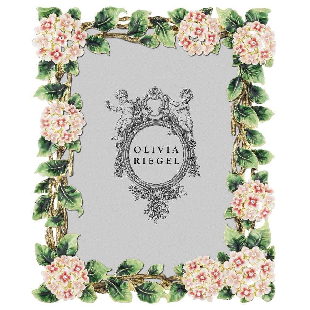 Luxurious Olivia Riegel 5 x 7 Photo Frame with Pink Lantana Design