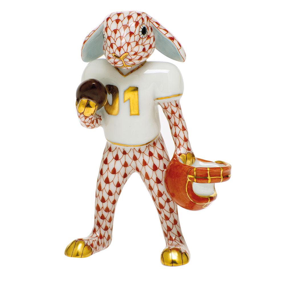 Collectible Herend Hand - painted Porcelain Football Bunny Figurine for Decor
