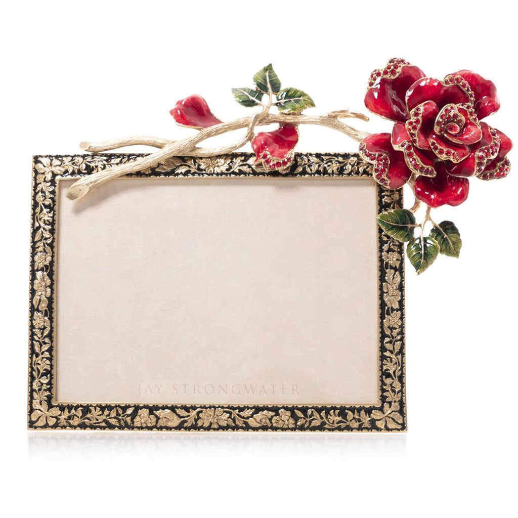 Jay Strongwater 14K Gold Gilded Rylee Night Bloom 5x7 Rose Picture Frame