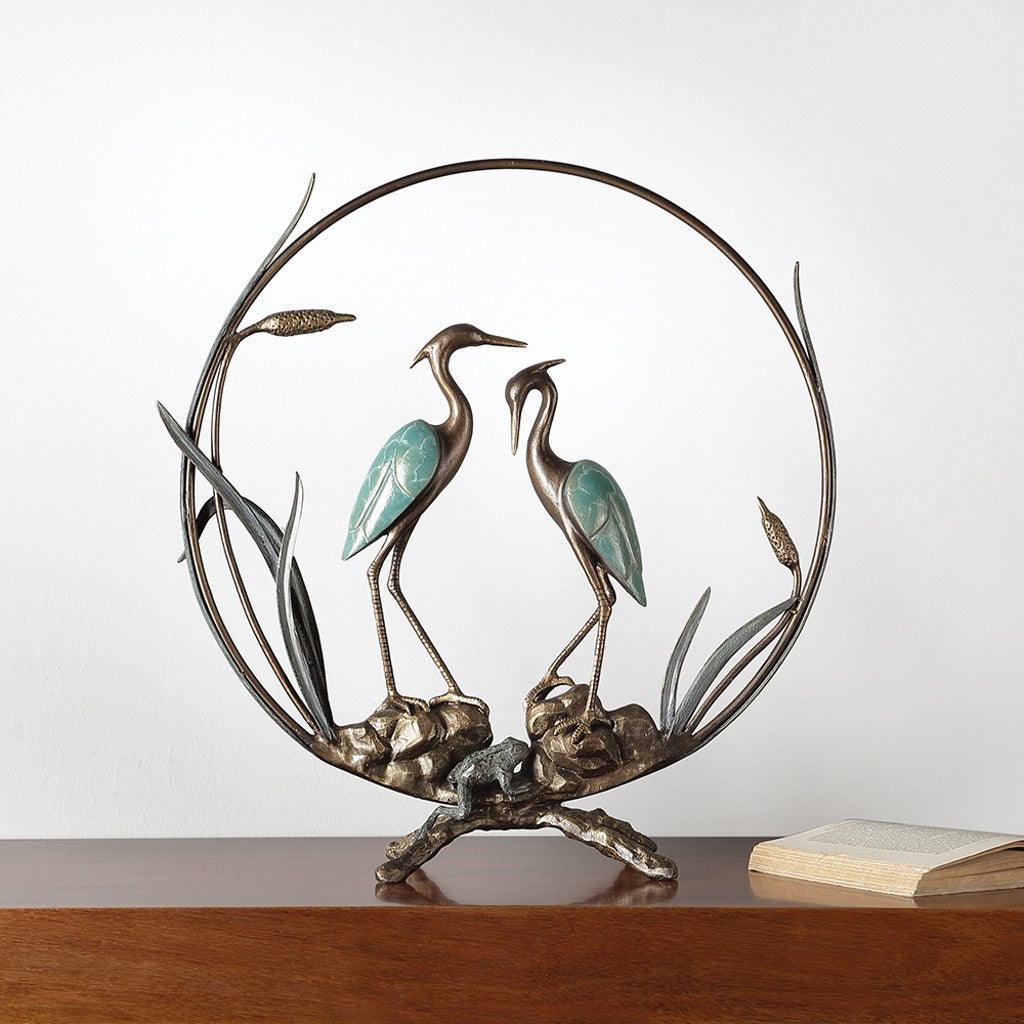 SPI Home Aluminum Heron Romantic Sculpture for Indoor and Outdoor Decoration