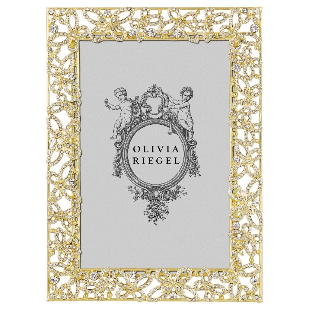 Luxurious Olivia Riegel Gold Papillon Picture Frame with Sparkling Crystals for 4 x 6 Photos
