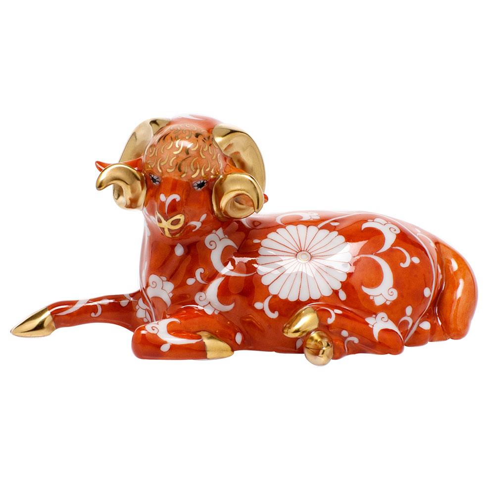 Handmade and Hand - painted Herend Goat Porcelain Figurine