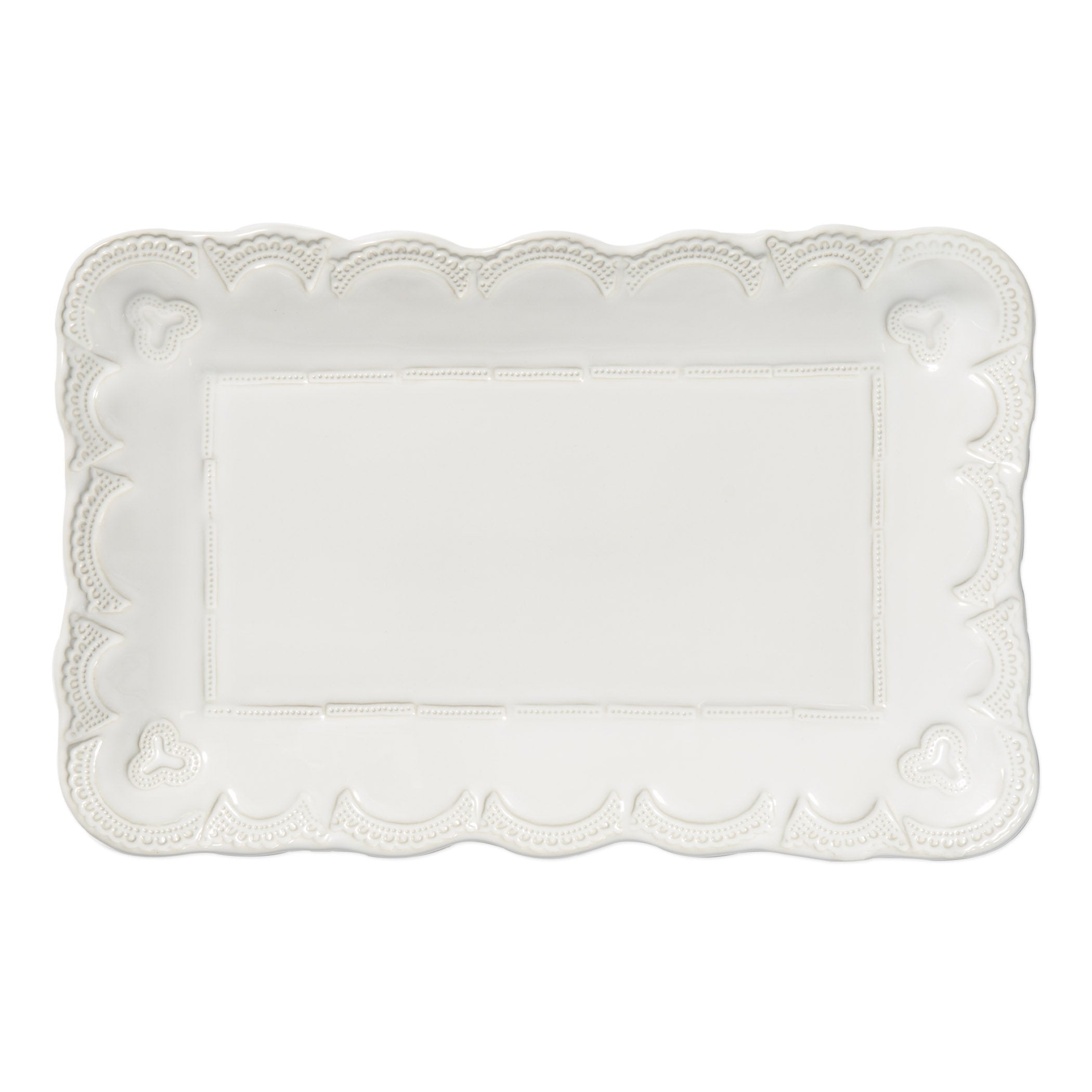 Vietri Small Rectangular Platter with Incanto Stone Lace Design - A Handcrafted Italian Artifact