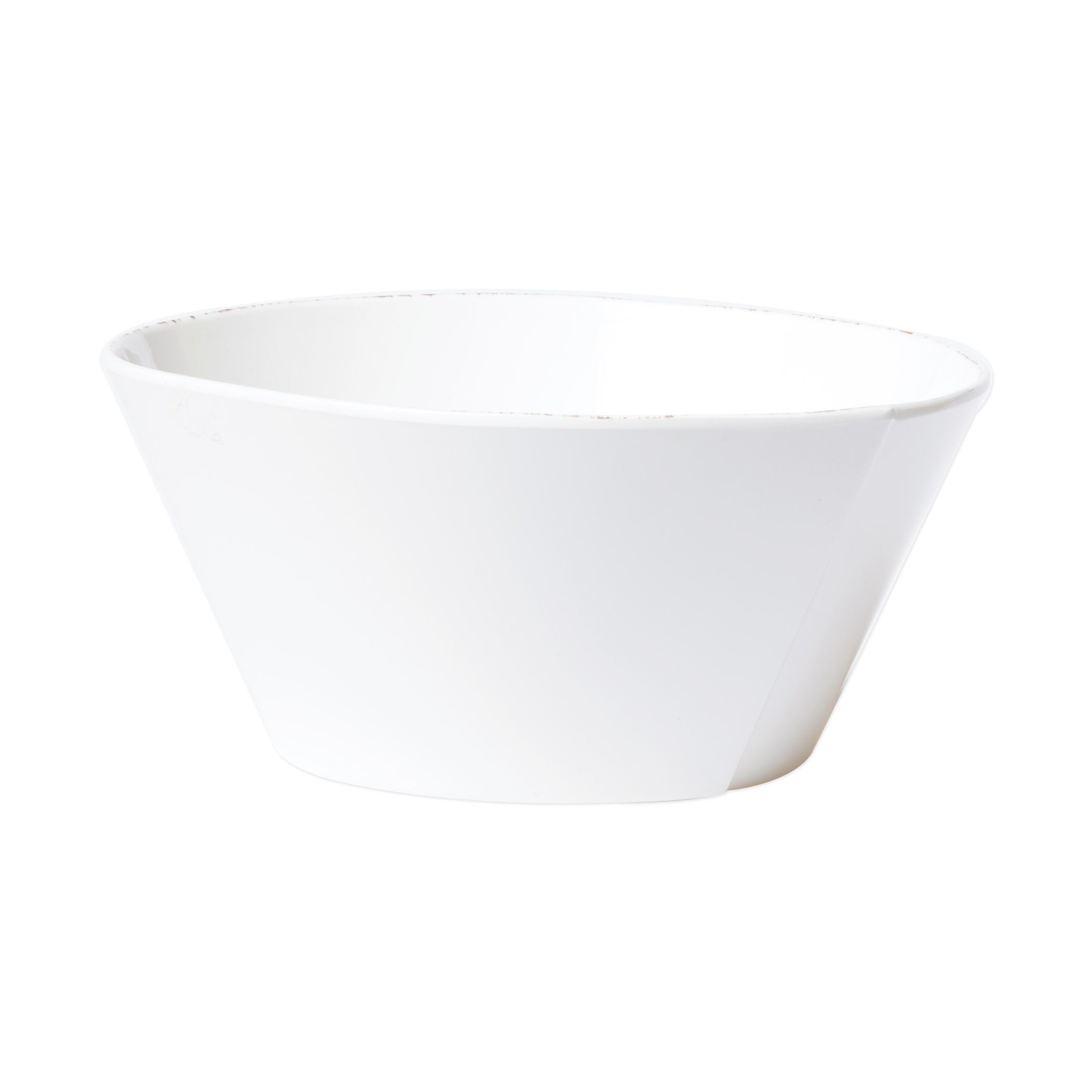 Large Stacking White Serving Bowl in Vietri Melamine Lastra Pattern
