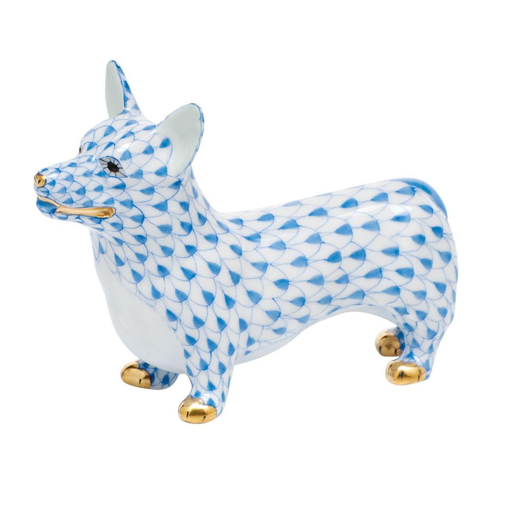 Handmade and Hand - painted Herend Corgi Porcelain Figurine