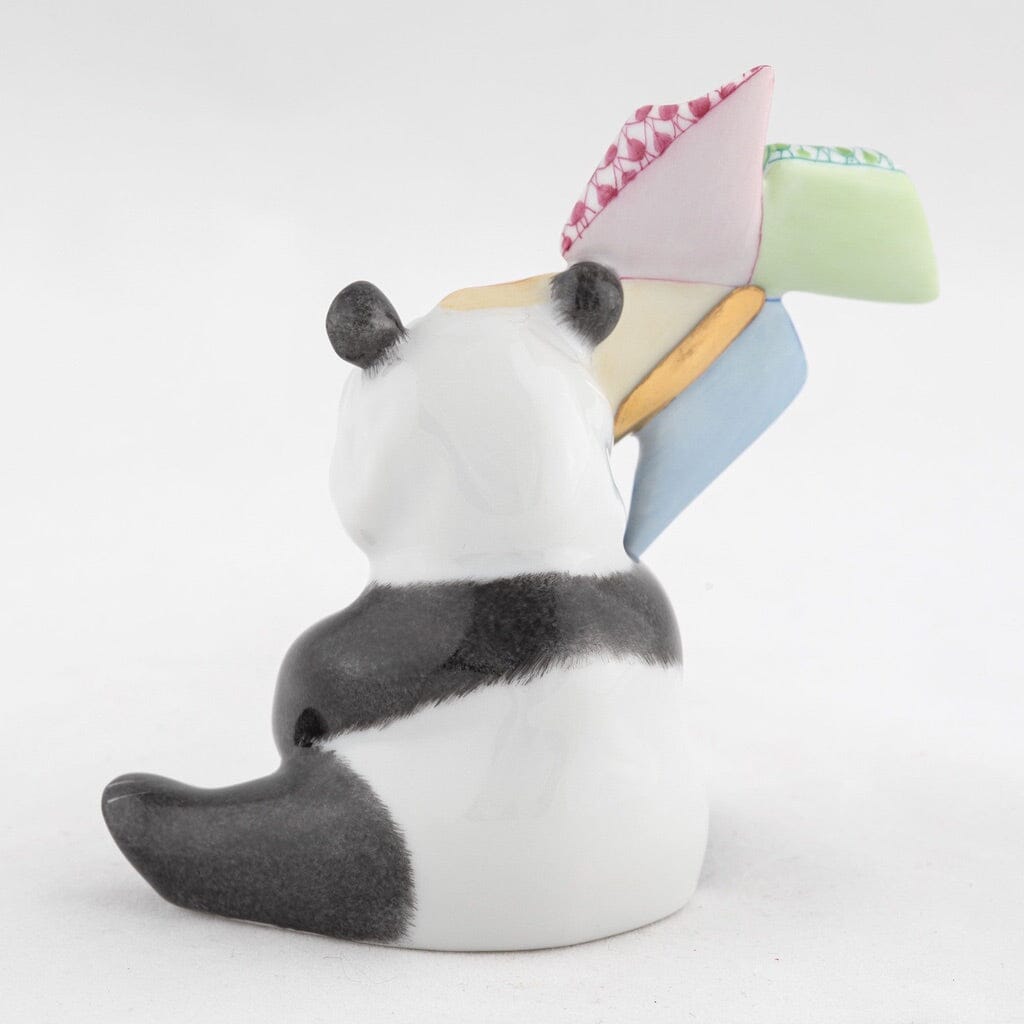 Herend Handmade Porcelain Pinwheel - Playing Panda Figurine