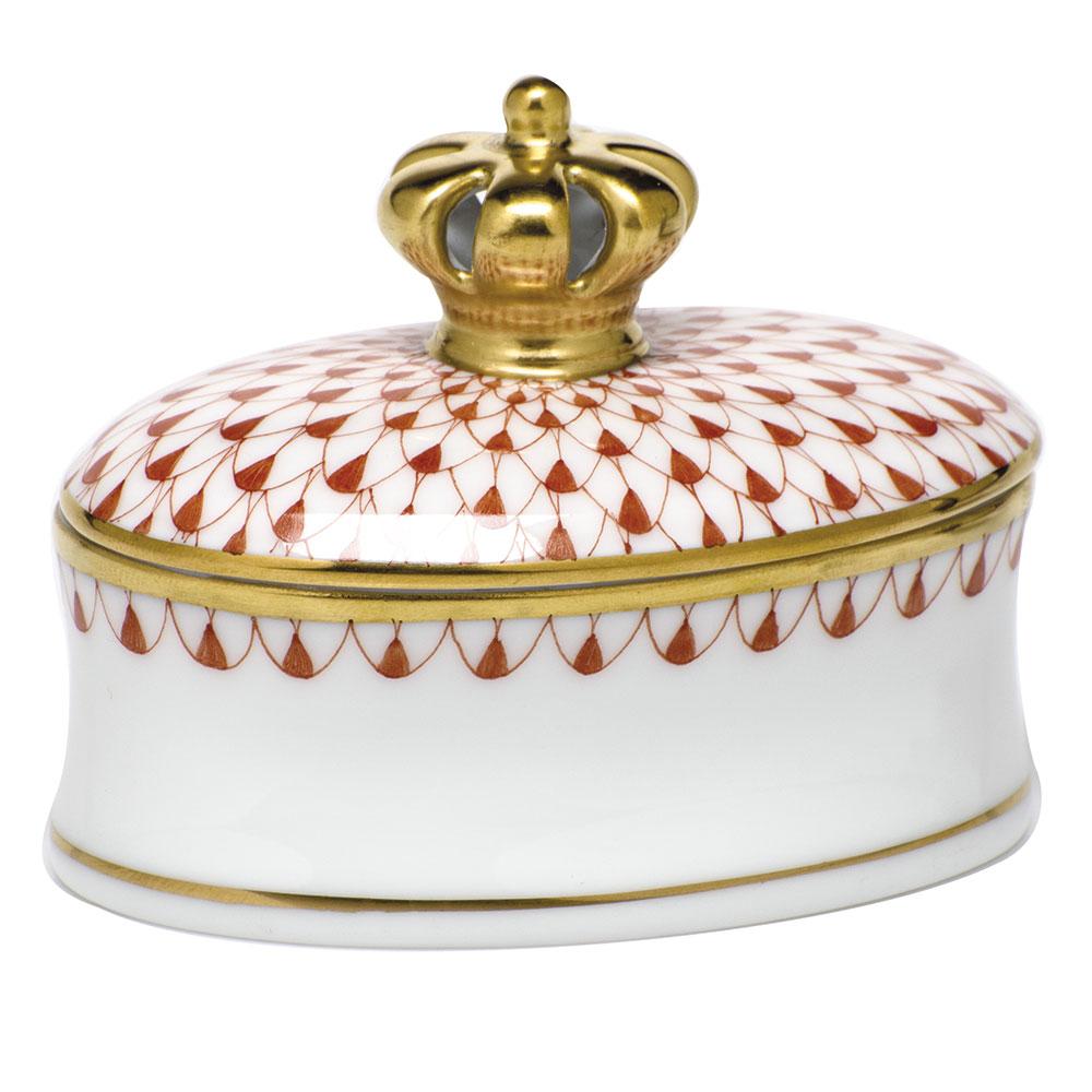 Exquisite Herend Porcelain Box with Crown Ornament