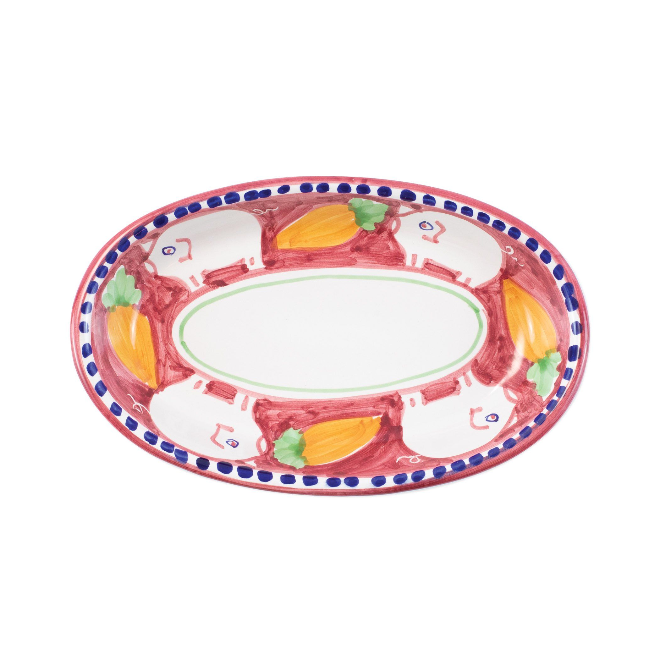 Vietri Hand - painted Small Oval Porco Tray from Campagna, Italy