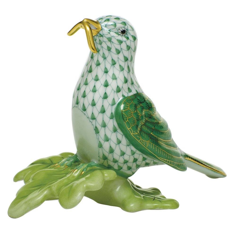 Handmade Herend Early Bird Gets The Worm Porcelain Figurine