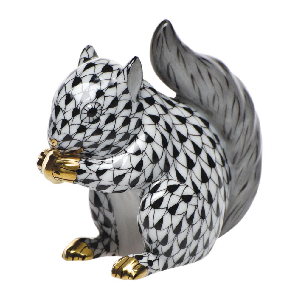 Handmade Herend Porcelain Baby Squirrel Figurine for Collectors
