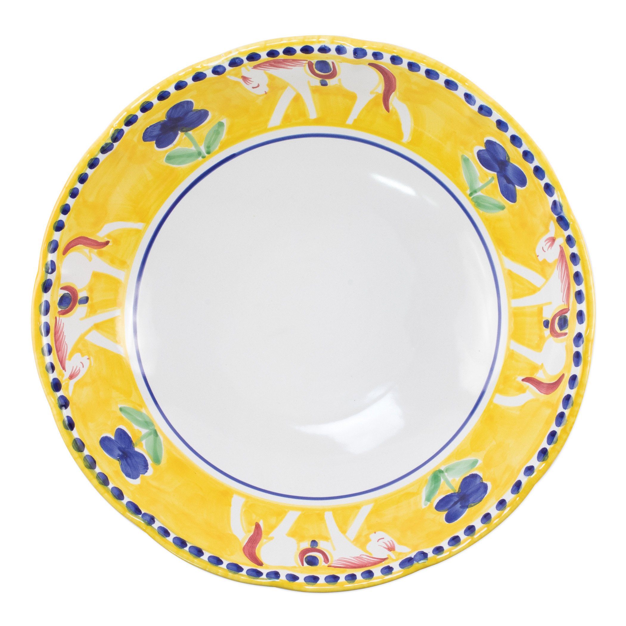 Large Hand - painted Vietri Campagna Cavallo Serving Bowl from Italy