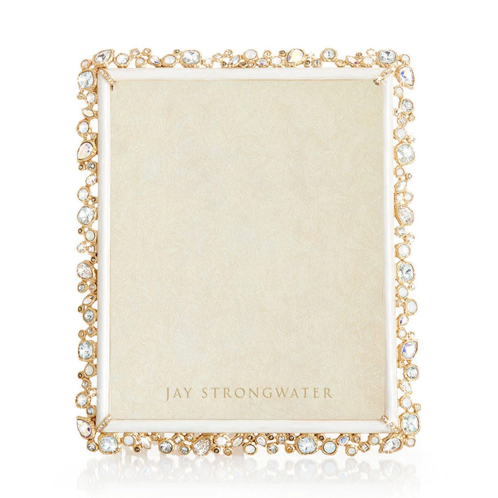 Jay Strongwater Theo Bejeweled 8 x 10 Frame - White Opal