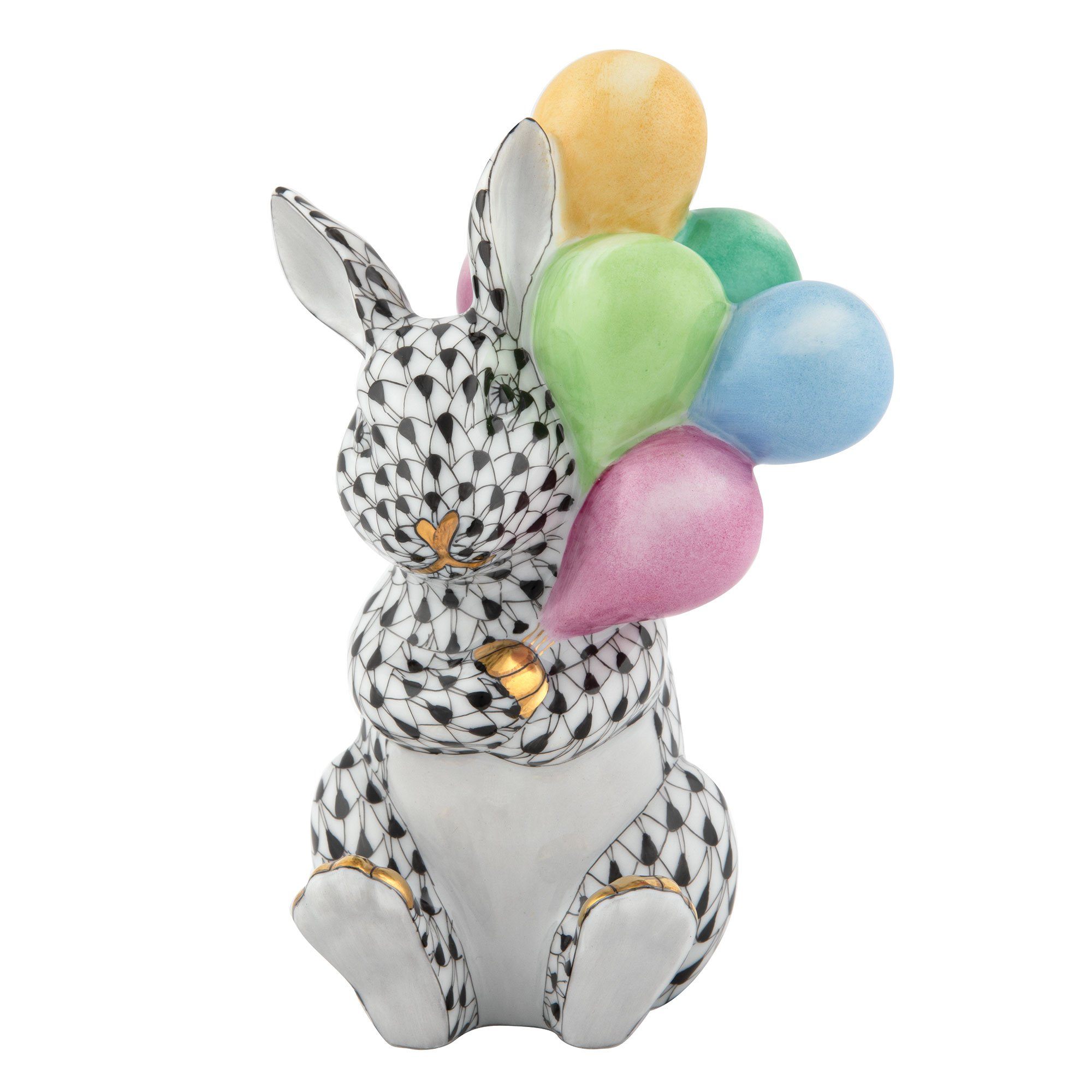 Exquisite Handmade Herend Balloon Bunny Porcelain Figurine for Collectors