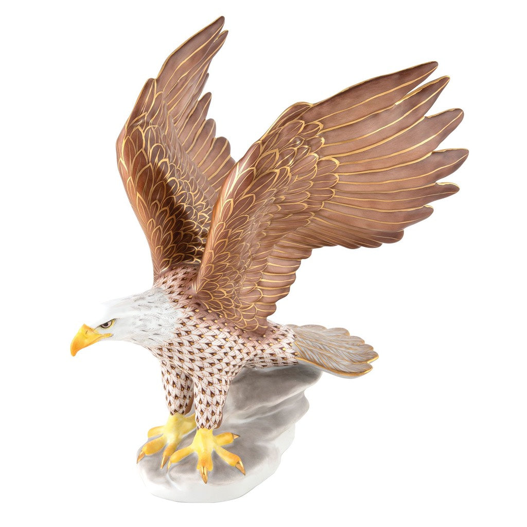 Limited Edition Herend Hand - painted Bald Eagle Figurine for Reserve Collection