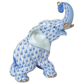 Exquisite Handmade Herend Joyful Elephant Porcelain Figurine